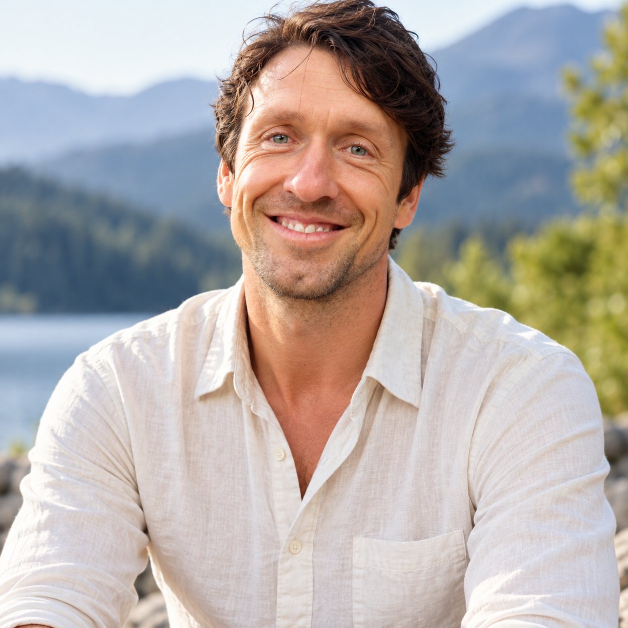 Wisdom Path Consulting founder in a relaxed outdoor portrait